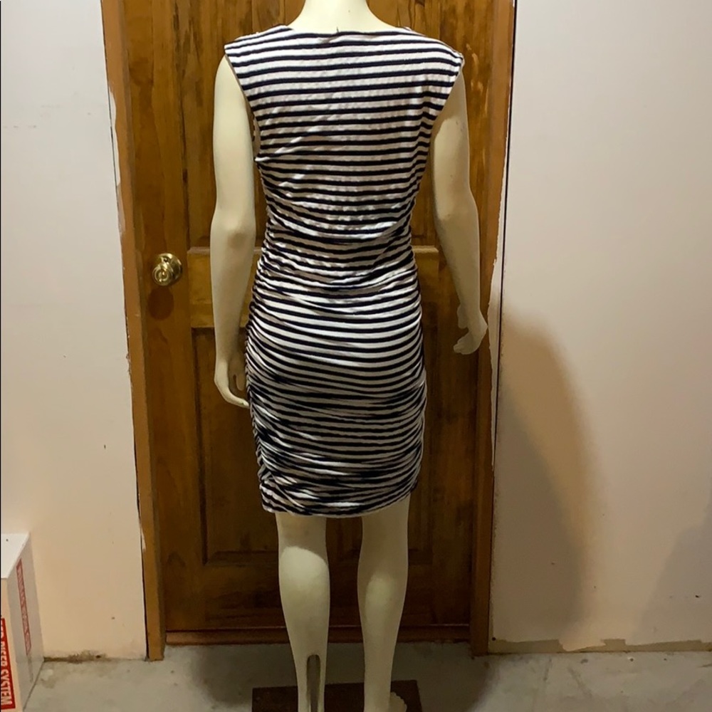 Blue, white, sparkle gold stripe dress